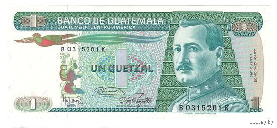 Гватемала 1 кетцель 1987 года. Состояние UNC! Нечастая!