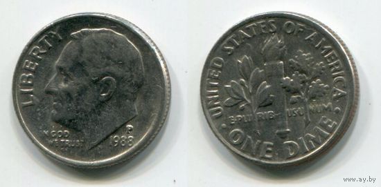 США. 10 центов (1988, буква P, XF)