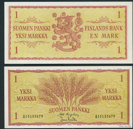Финляндия 1 markkaa 1963 UNC