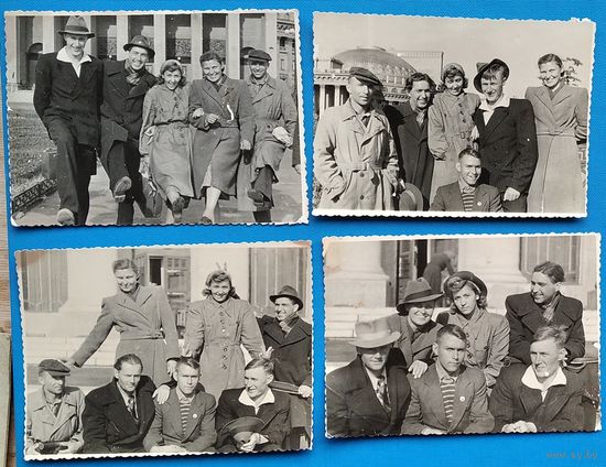 Фотосессия группы молодежи СССР. Новосибирск. 1949 г. 9х12 см. 4 фото Цена за все.