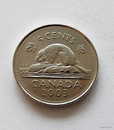 Канада 5 центов, 2003 Новый профиль Елизаветы II
