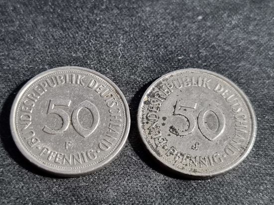 Германия (ФРГ)  50 пфеннигов 1979 лот 2 шт  F J