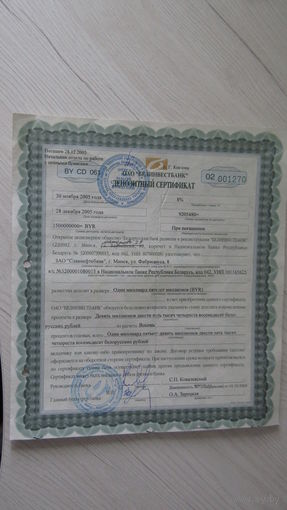 Депозитный сертификат .