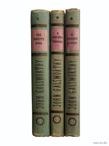 John Galsworthy. (Джон Голсуорси) In 3 books: " The Forsyte Saga"; "The Silver Spoon";  "Swan Song".