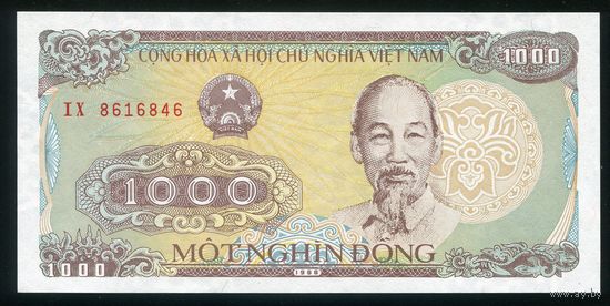 Вьетнам 1000 донг 1988 года. P106a. Серия IX. UNC