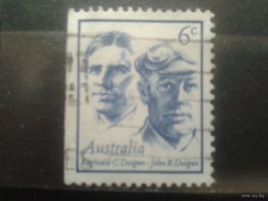 Австралия 1970 пионеры авиации, обрез слева