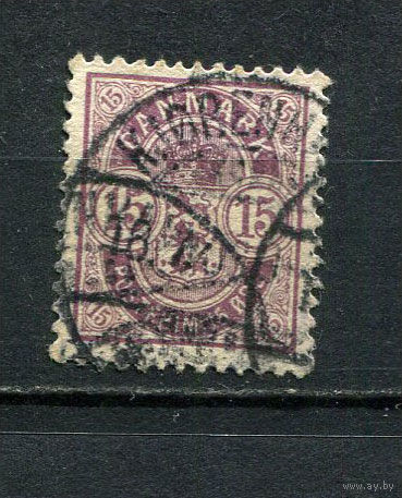 Дания - 1901/1902 - Герб 15 О - [Mi.38] - 1 марка. Гашеная.  (Лот 18CU)