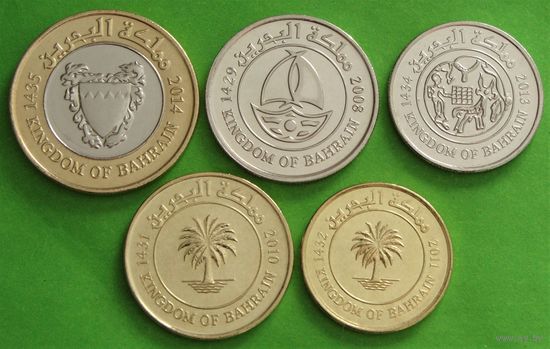 Бахрейн. набор 5 монет = 5, 10, 25, 50, 100 филсов 2008-2014 год