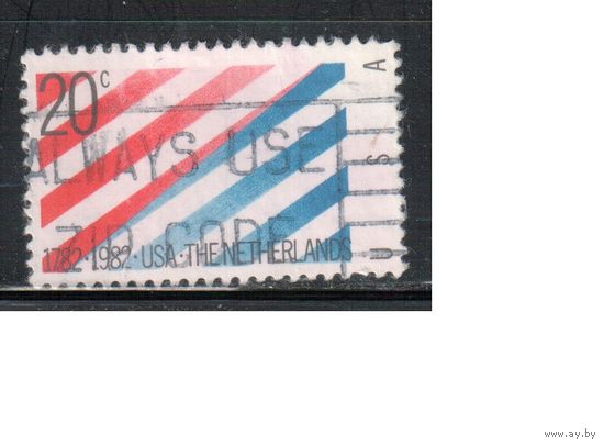 США-1982, (Мих.1582) , гаш. , Нидерланды, Флаг  (одиночка), (2)