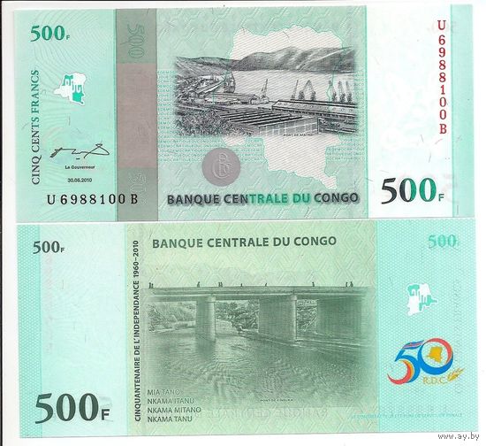 Конго 500 франков образца 2010 года UNC p100