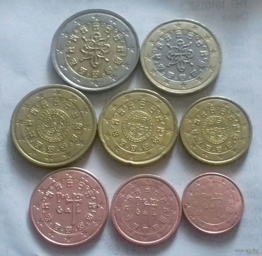 Полный ГОДОВОЙ набор евро монет Португалия 2002 г. (1, 2, 5, 10, 20, 50 евроцентов, 1, 2 евро)