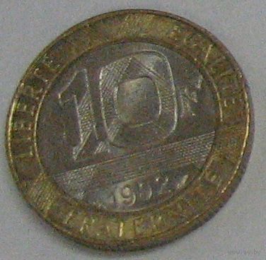 Франция, 10 франков 1992 года, биметалл