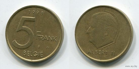 Бельгия. 5 франков (1998, BELGIE, XF)
