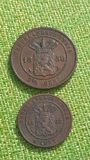 Нидерландская Индия 2 1/2 цента 1858 г