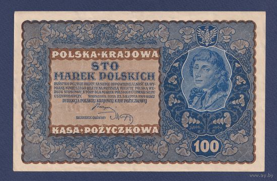Польша, 100 марок 1919 г., P-27, XF