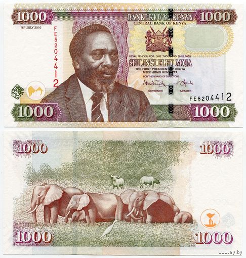 Кения. 1000 шиллингов (образца 2010 года, P51e, UNC)