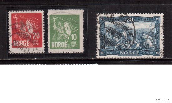 Норвегия-1930,(Мих.155-157) гаш. , Личности,Король Олаф,  Живопись
