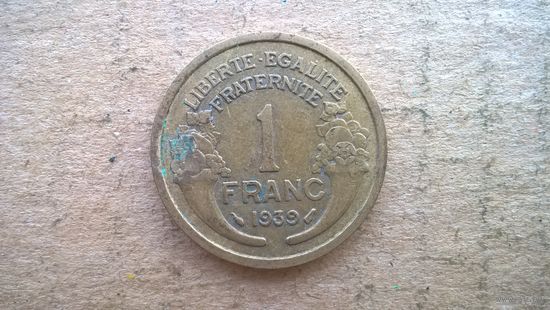 Франция 1 франк,  1939г. (D-20)