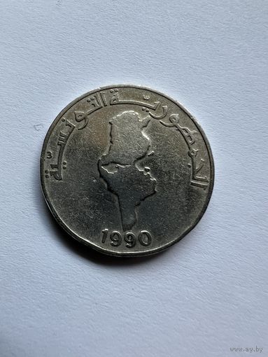 1 динар 1990г. Карта