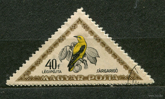 Певчие птицы. Иволга. Венгрия. 1952. Треугольная марка