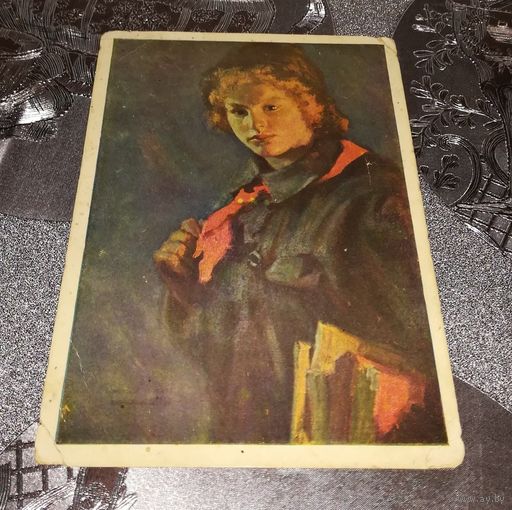 Почтовая карточка "Пионерка-вожатый" худ. Н.А.Касаткин  1937г.