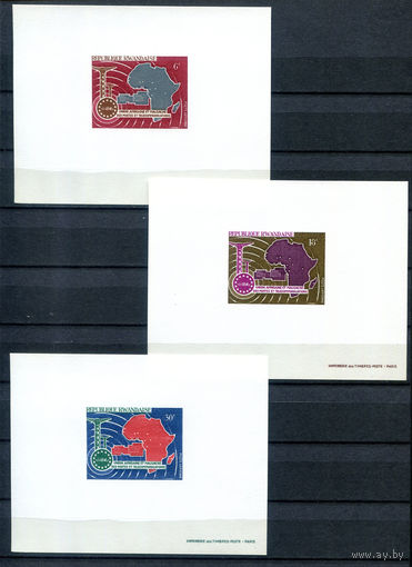 Руанда - 1967г. - Африкано-Малагасийский почтовый союз - полная серия, MNH [Mi 240-242] - 3 люкс-блока