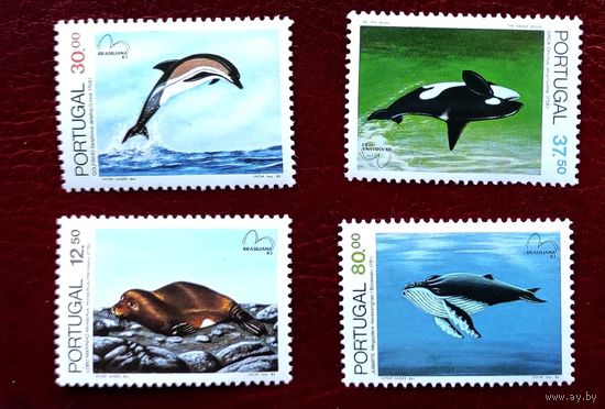 Марки Португалии чист: 4м/с киты, дельфины 1983г, 14.0 Михель-евро!