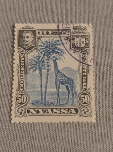 Португальский Мозамбик 1901 года. Ньяса. Жираф. 50 рейсов
