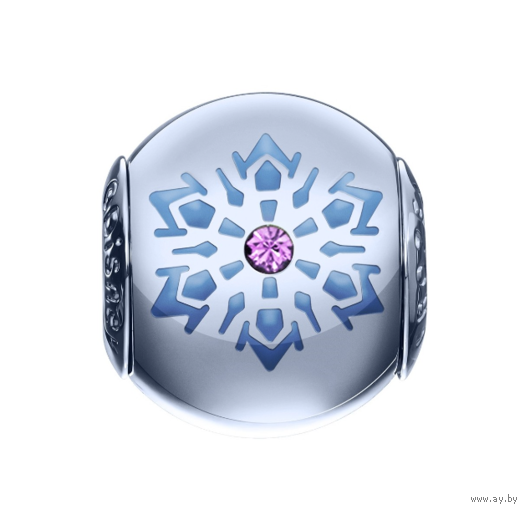 Шарм со снежинкой и фиолетовым кристаллом из коллекции "холодное сердце"