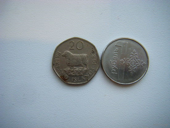 Фолклендские острова 20 пенсов 1987г.