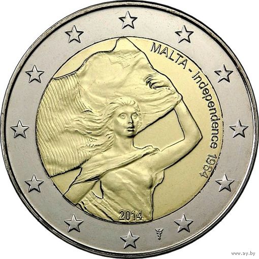 2 евро 2014 50 лет Независимости Мальты. UNC из ролла
