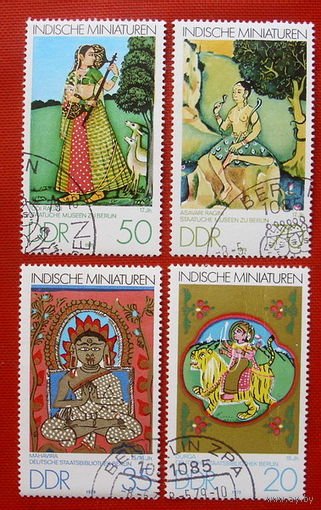 ГДР. Индийские миниатюры. ( 3 марки ) 1979 года.