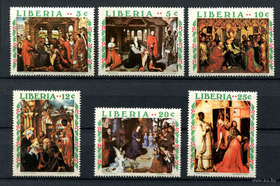 Либерия - 1970 - Рождество 1970 - Готическая живопись - [Mi. 762-767] (у номинала 20 клей с отпечатком) - полная серия - 6 марок. MNH.