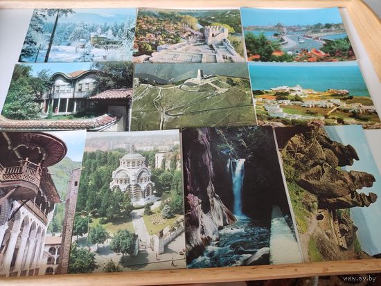10 болгарских открыток с памятными местами Болгарии 1974г.