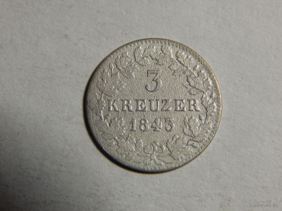 Бавария 3 крейцера 1843г