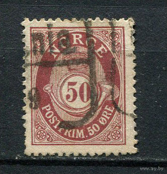 Норвегия - 1909/1920 - Цифры 50 O - (есть тонкое место) - [Mi.87A] - 1 марка. Гашеная.  (Лот 50EC)-T5P5