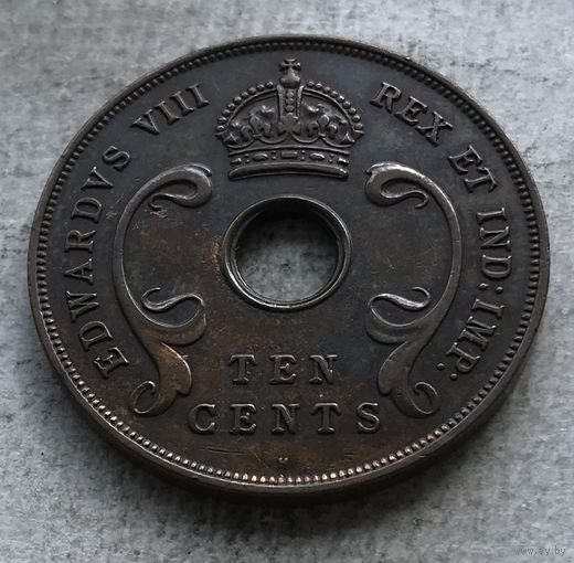 Британская Восточная Африка 10 центов 1936 Эдуард VIII (H - Хитон) - достаточно нечастая монета в шикарной патине!