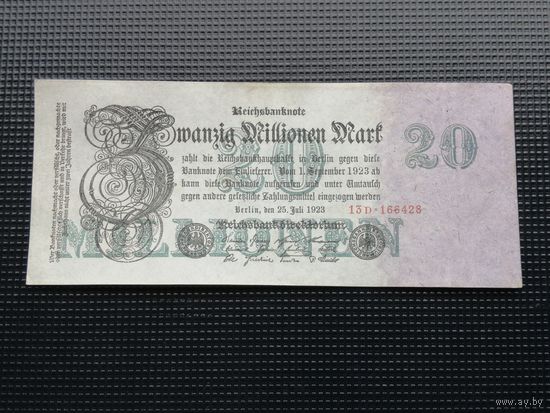 Германия  20 миллионов  марок 1923 3