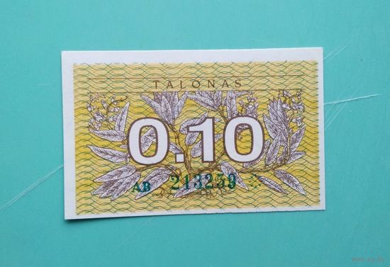 Банкнота 0,1 талона Литва 1991 г.