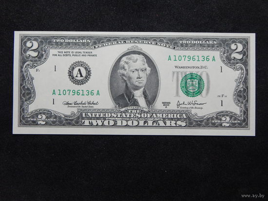 США 2 доллара 2003г.UNC (из пачки).