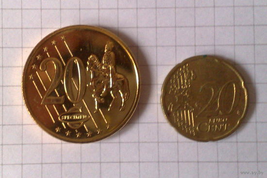 20 центов 2005г Монако -образец-