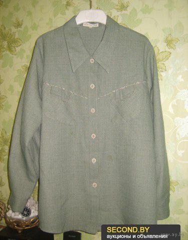 Блузка зелёная из плотной ткани р.54