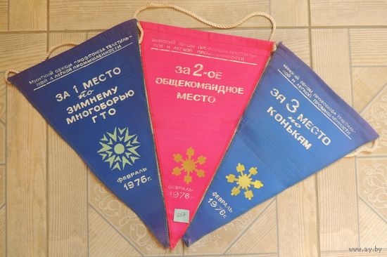 Вымпелы "Зимнее многоборье", 1976 г., 3 шт.