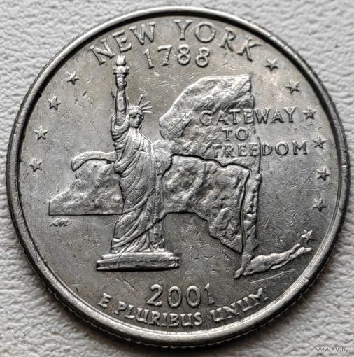 США 25 центов (квотер) 2001 P New York