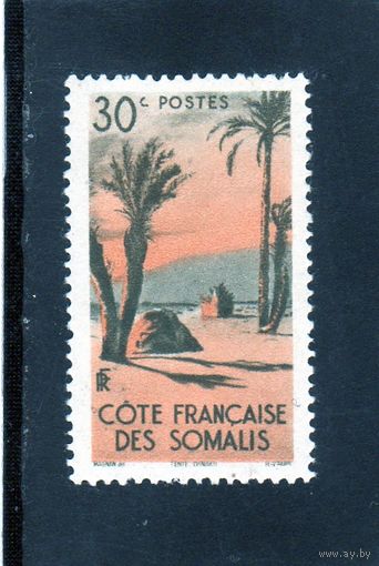 Франция.Французское Сомали.Mi:FR-SO 286. Палатки Данакили.Пальмы.1947.