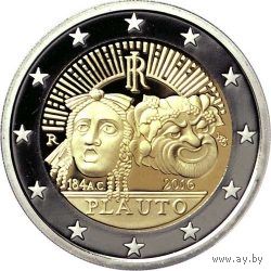 2 Евро Италия 2016 2200 лет со дня смерти Тита Плавта UNC