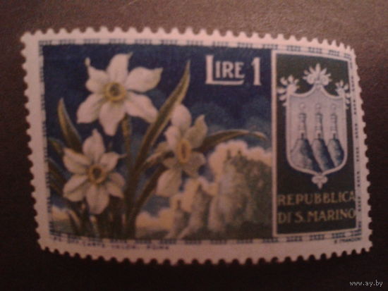 Сан-Марино 1953 цветы, герб