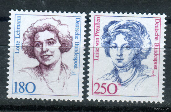 Германия (ФРГ) - 1989г. - Известные женщины в немецкой истории - полная серия, MNH, одна марка с отпечатком [Mi 1427-1428] - 2 марки