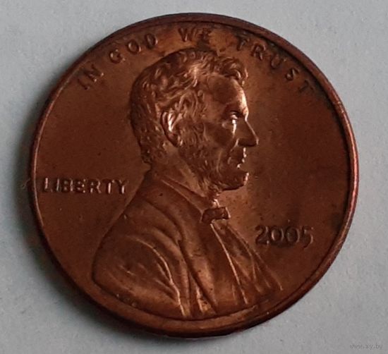 США 1 цент, 2005 Lincoln Cent Без отметки монетного двора (3-16-238)