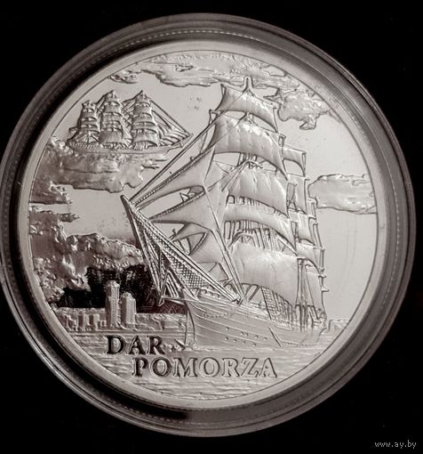 Парусные корабли - Дар Поможа (Dar Pomorza) 20 рублей Серебро 2009г.
